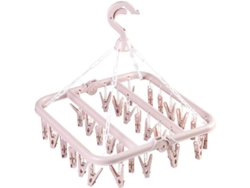 2026-soporte De Secado Plegable Con 34 Pinzas Para Ropa Interior, Calcetines Y Lencería Rosa