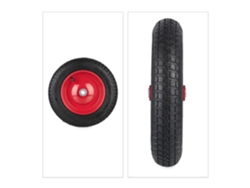 Relaxdays Roda De Carrinho De Mão 3.00-8, Roda Sobressalente Com Pneus, Jante De Aço, Até 100 Kg, Preto/vermelho