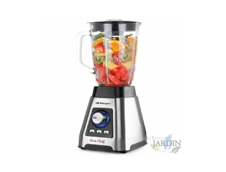 Batidora de Vaso ORBEGOZO Vaso de Cristal 1,5L Corpo Acero Inoxidable 1500W