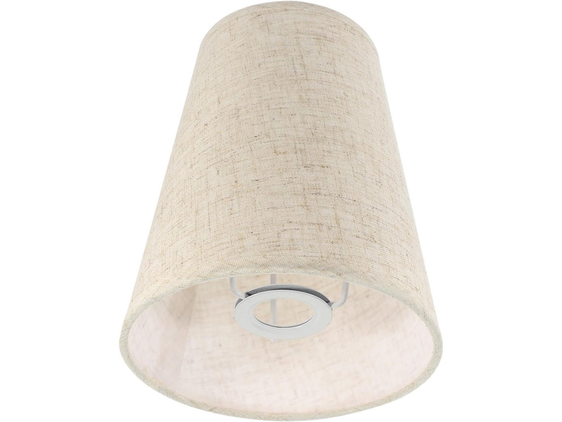 Elegante Bombilla De Tela Beige De Estilo Vintage Con Casquillo E14.
