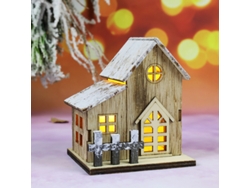 Cabaña de madera iluminada con LED, decoración navideña para casa de campo Siurn (b)