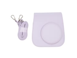 Capa De Câmera Protetora Em Couro Pu Cor Unica Com Cinto Ajustável Para Camping Viagem Roxo