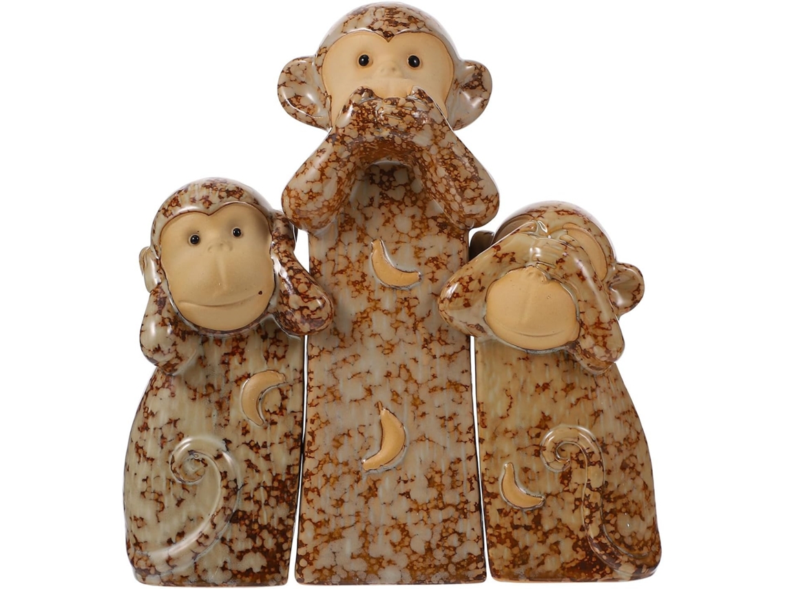Figuras Monos Cerámica Traen Sabiduría 3 Piezas Estatua Elegante Decorativa Hogar Oficina