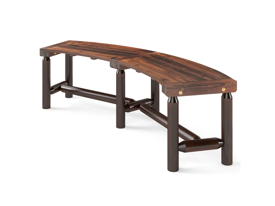 Banco Jardin Exterior 2-3 Plazas Costway Cómodo (carga 360kg - Madera Maciza - Marrón)