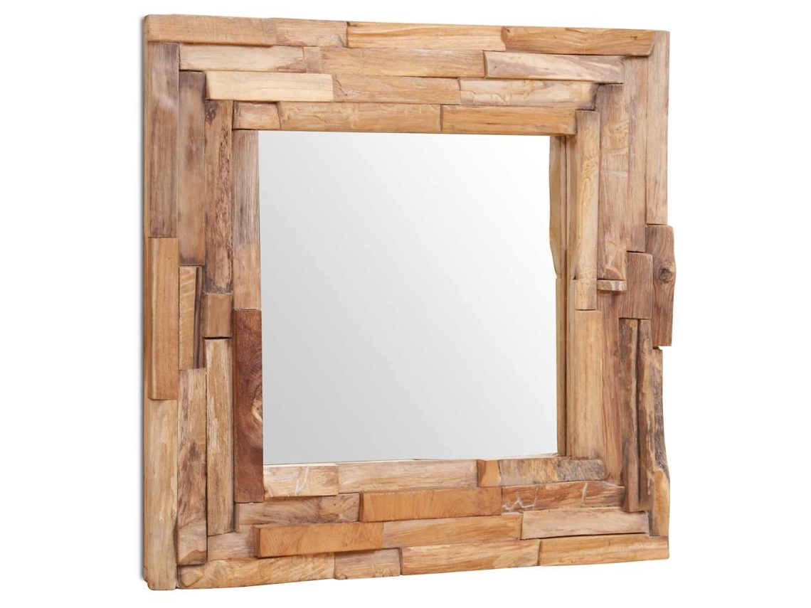 Espejo decorativo de teca cuadrado de 60x60 cm HARLANV1
