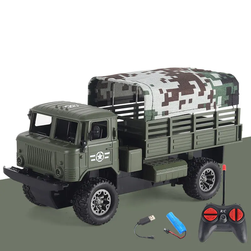 (1 Batería) Camión Todoterreno De Control Remoto Con Faros Led, Camión Militar Electrónico