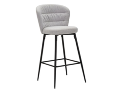 Juego De 2 Taburetes De Bar Losanna, Grises, 52x59x108 Cm - Taburetes De Tela Con Patas De Metal Negro - Diseño Glamuroso De Los Años 70