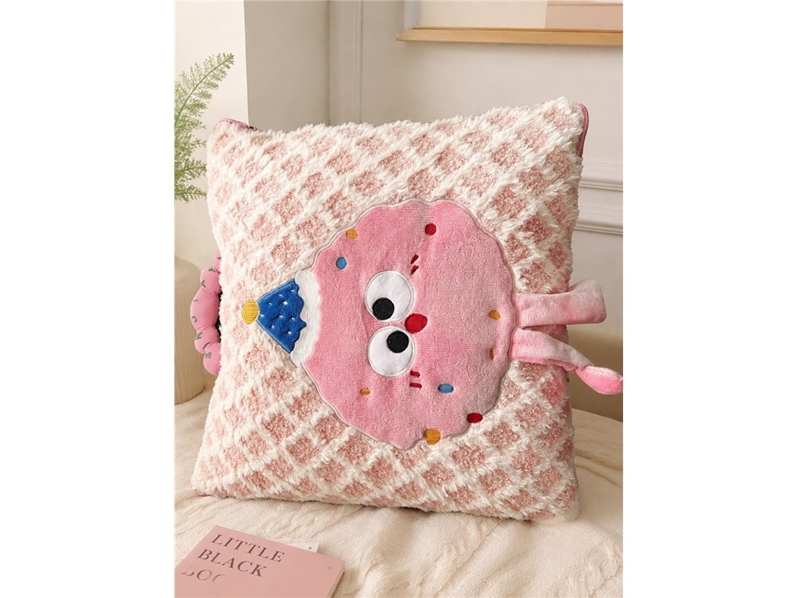 Almohada Manta Cucurucho Helado Rosa Peluche 38x38cm