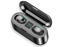 YEMAESRE Auriculares Bluetooth Sin Carga USB Pantalla Digital LCD con Cancelación de Ruido Negro