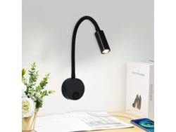 Aplique De Pared Led Sencillo Y Moderno Con Interruptor, Iluminación Interior Para Mesita De Noche, Luz De Lectura Redonda (negro)