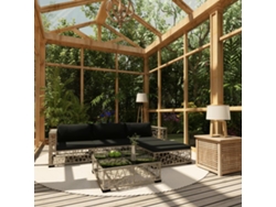 Conjunto de jardín de 5 piezas DKD Home Decor con cojines de mimbre gris