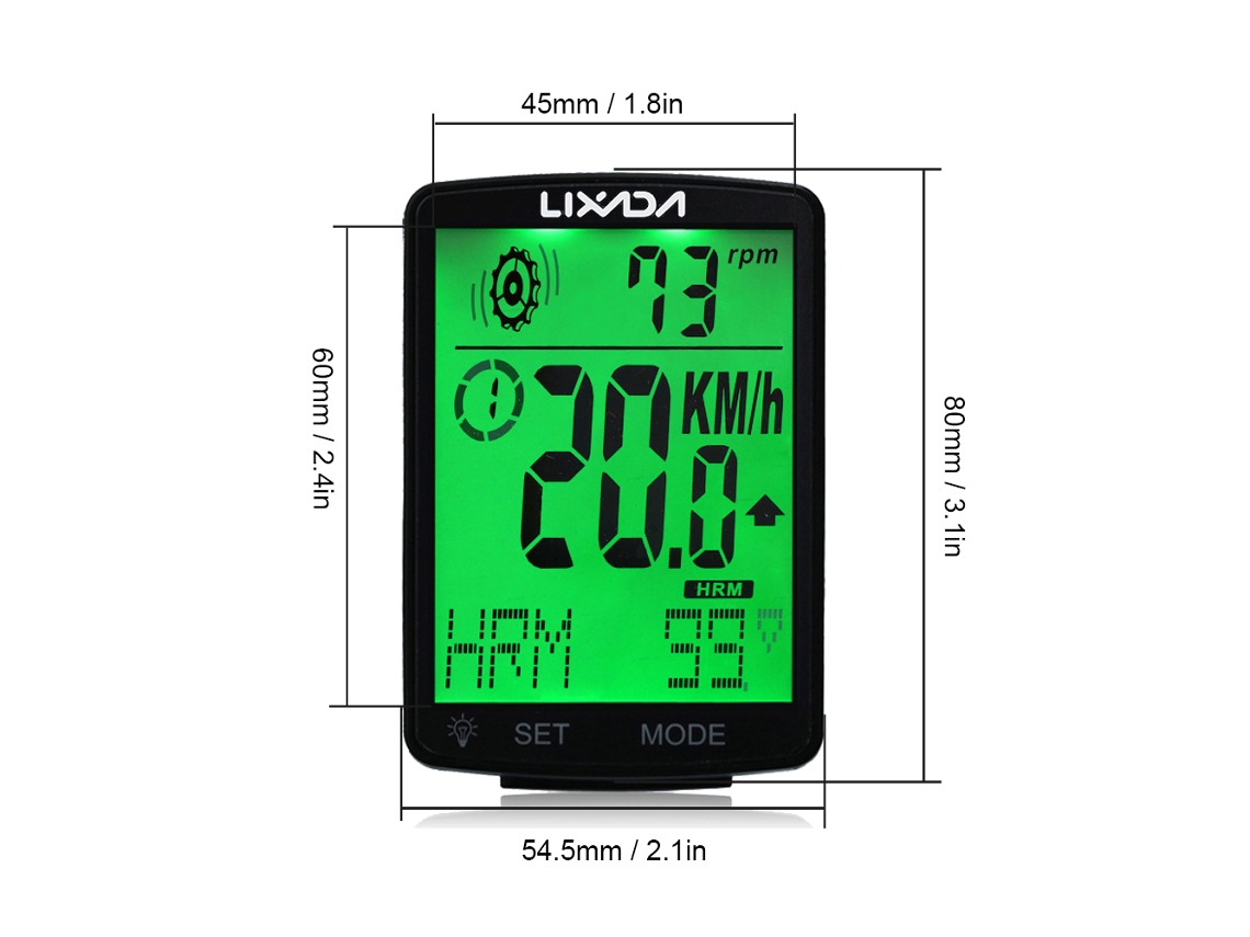 Lixada Computador De Bicicleta Sem Fio 3 Em 1 Com Sensor De Ritmo Cardíaco Ipx7 Tela Lcd Grande