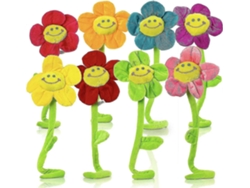 Peluche de girasol duradero con varillas flexibles y una sonrisa feliz.