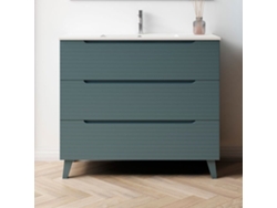 Mueble de baño con Lavabo BOREAL 80x45 cm acabado Azul Oceano mate 3 cajones con patas
