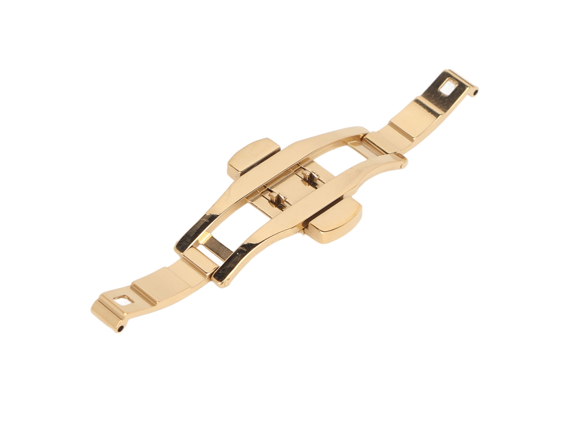 Cierre Universal De Mariposa De 6x23 Mm Para Correa De Reloj Con 2 Botones, Acero Inoxidable Dorado.