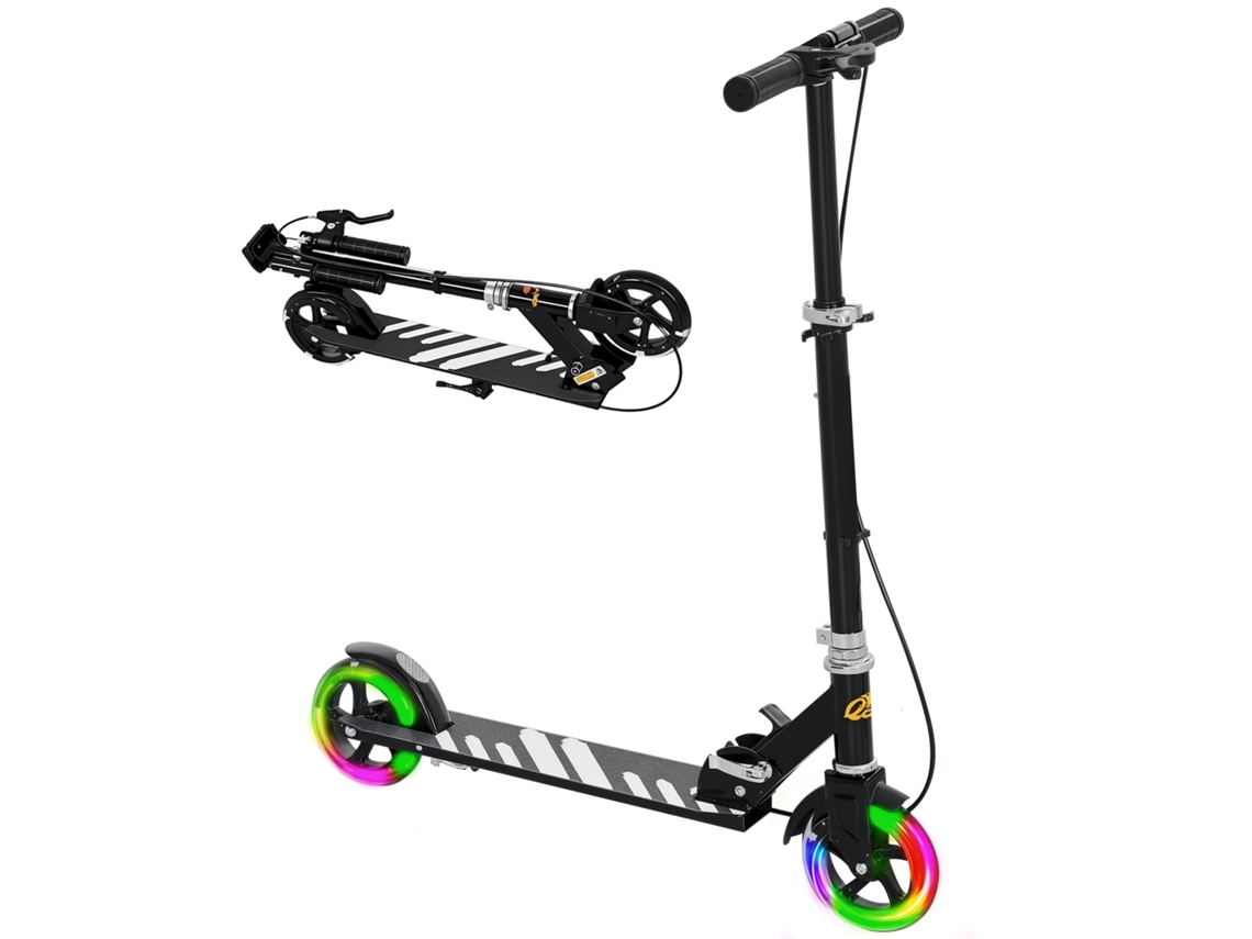 Patinete infantil plegable negro con doble freno
