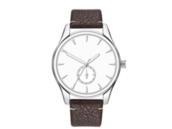 Reloj Hombre Moda Simple Correa Cuero Pu Dial Redondo Quarzo Marrón Oscuro