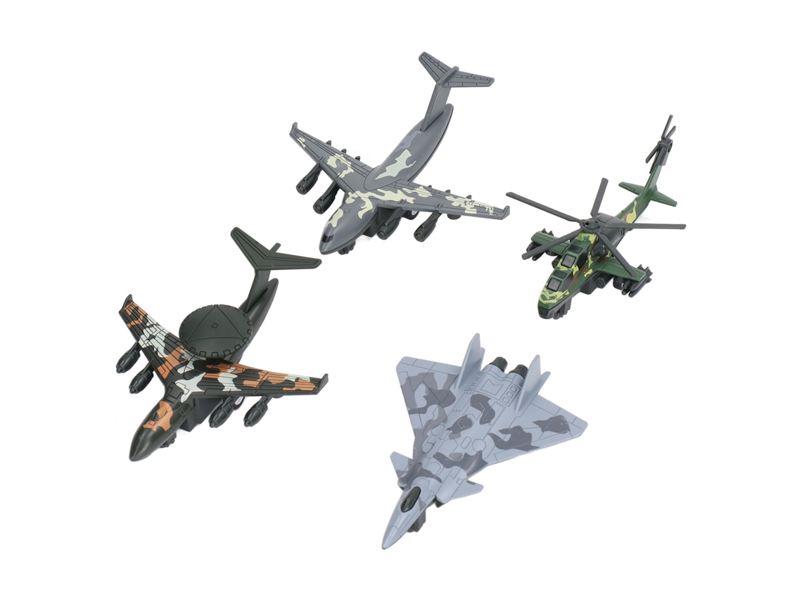 4pcs Brinquedo De Avião De Retorno Liga Modelo Simulado Presente Aniversário Para Crianças Meninos Camuflagem