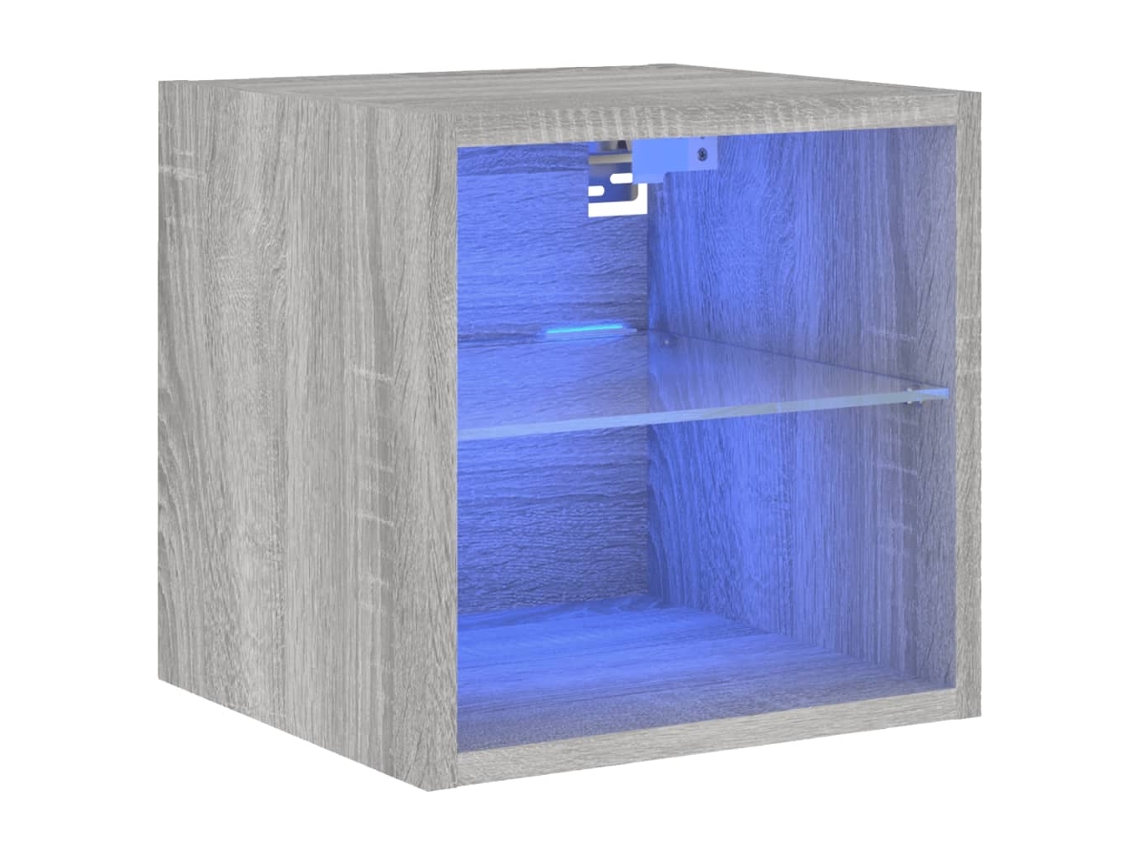 Maison Exclusive - Mueble De Tv De Pared Con Luces Led Gris Sonoma 30x28,5x30 Cm