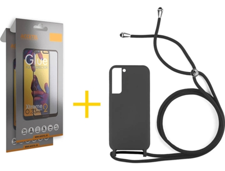 Carcasa + 2 Protectores de Pantalla para Samsung Galaxy S22 Plus 5G ACCETEL Negro