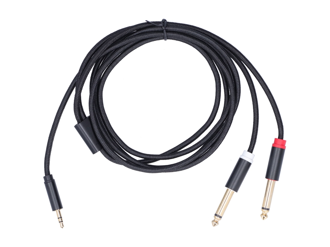 Cable Adaptador De Audio De 3,5 Mm Macho A 2 X 6,35 Mm, Trenzado Textil De Algodón, 2 M