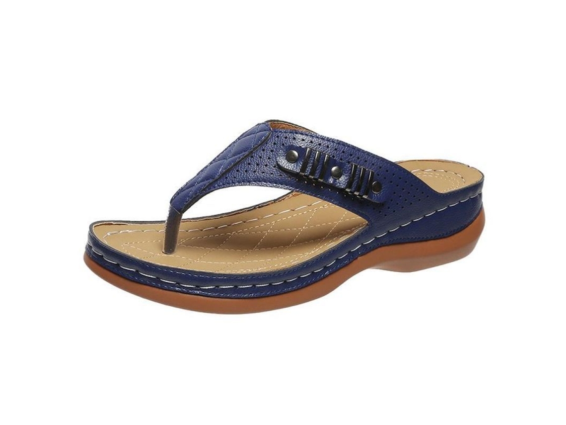 Sandalias De Mujer Verano Planas Antideslizantes Cuña Gruesa Confortables Para Playa Casual 40 Azul