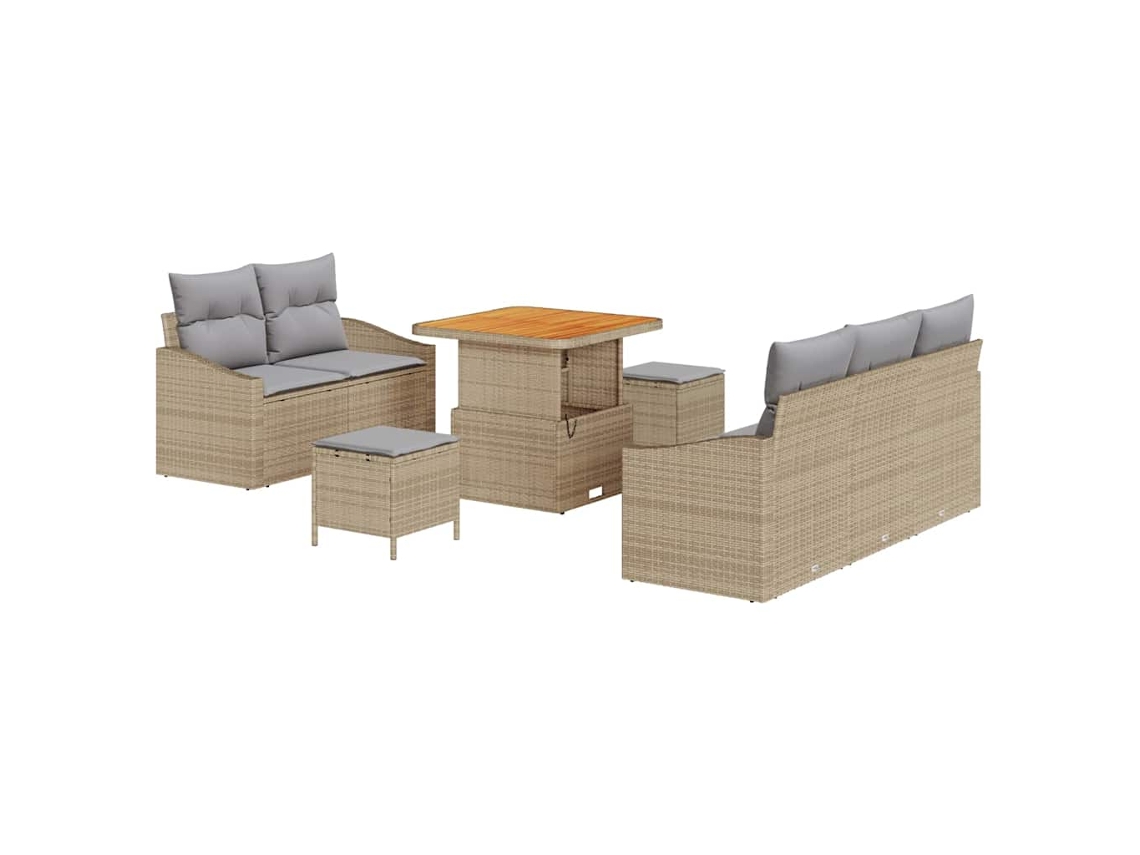 Maison Exclusive - Conjunto De Sofá De Jardín Con Cojín 8 Pcs Beige Y Gris Claro