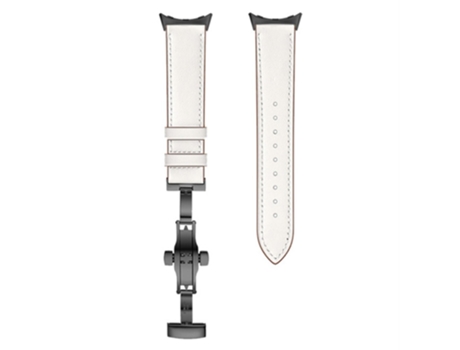 Correa de piel auténtica hebilla de mariposa para Google Pixel Watch - hebilla negra/blanco