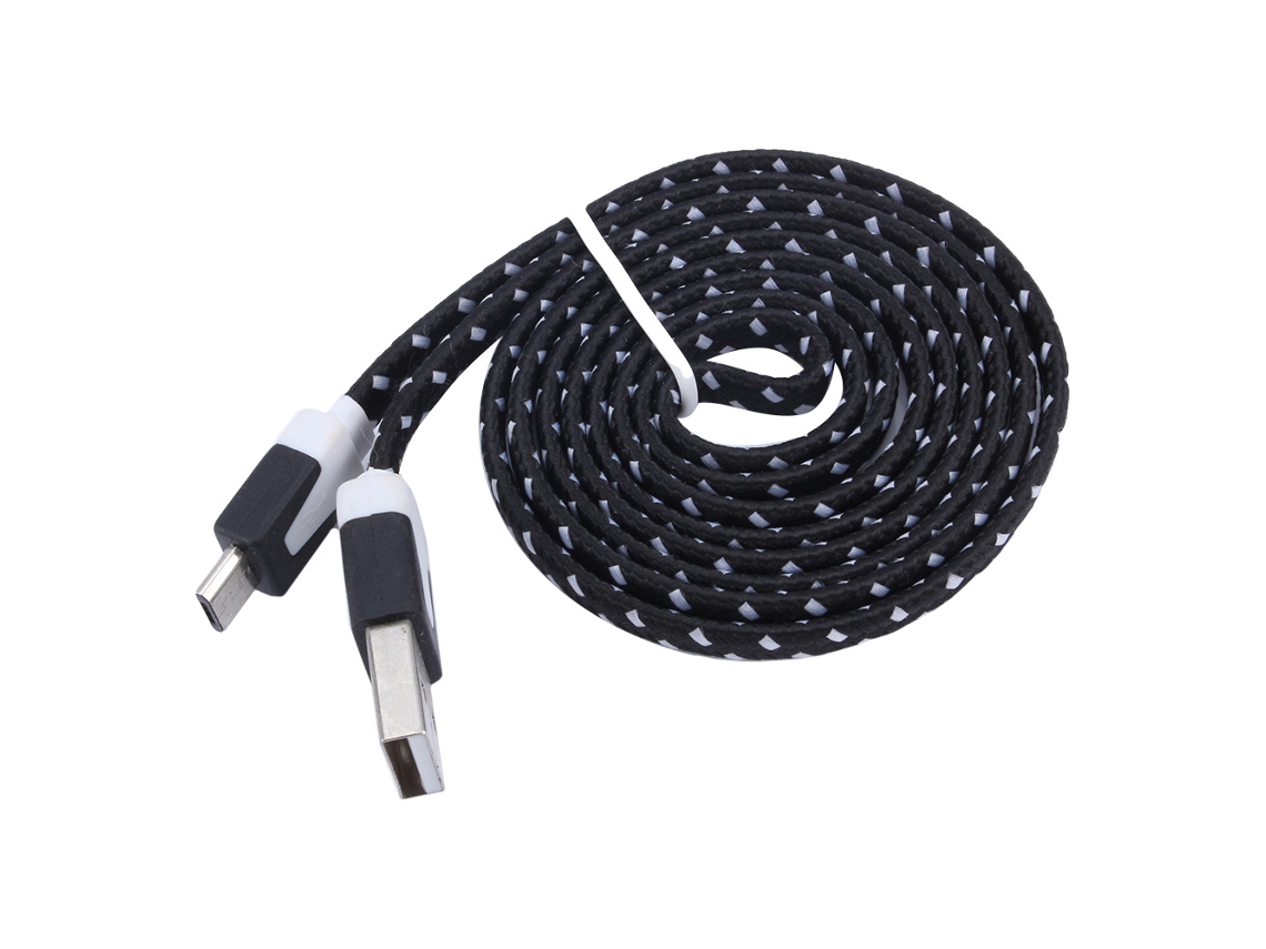 Cable Micro Usb 2.0 Plano Trenzado Para Datos Y Carga De 1 M Para Samsung Galaxy Y Dispositivos Compatibles.