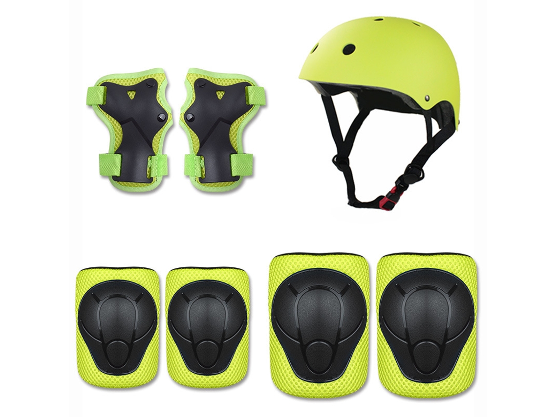 Bicicleta de equilibrio para niños Scooter Equipo de protección para montar Casco Juego de protección de 7 piezas YUYSAN Verde (S 12-30 kg)