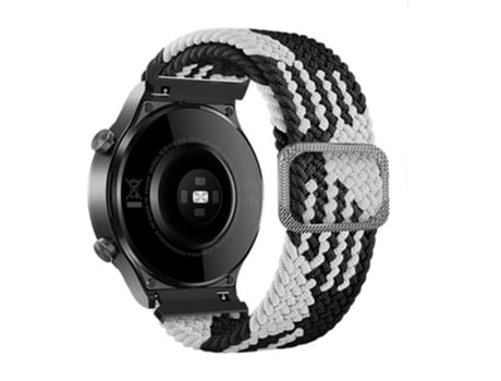 Correa de nailon 22mm con hebilla para Samsung Galaxy Watch3 45mm/Huami Amazfit Pace/Stratos - blanco/negro