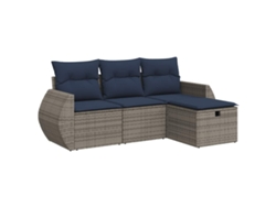 Maison Exclusive - Set De Sofás De Jardín 4 Pzas Y Cojines Ratán Sintético Gris