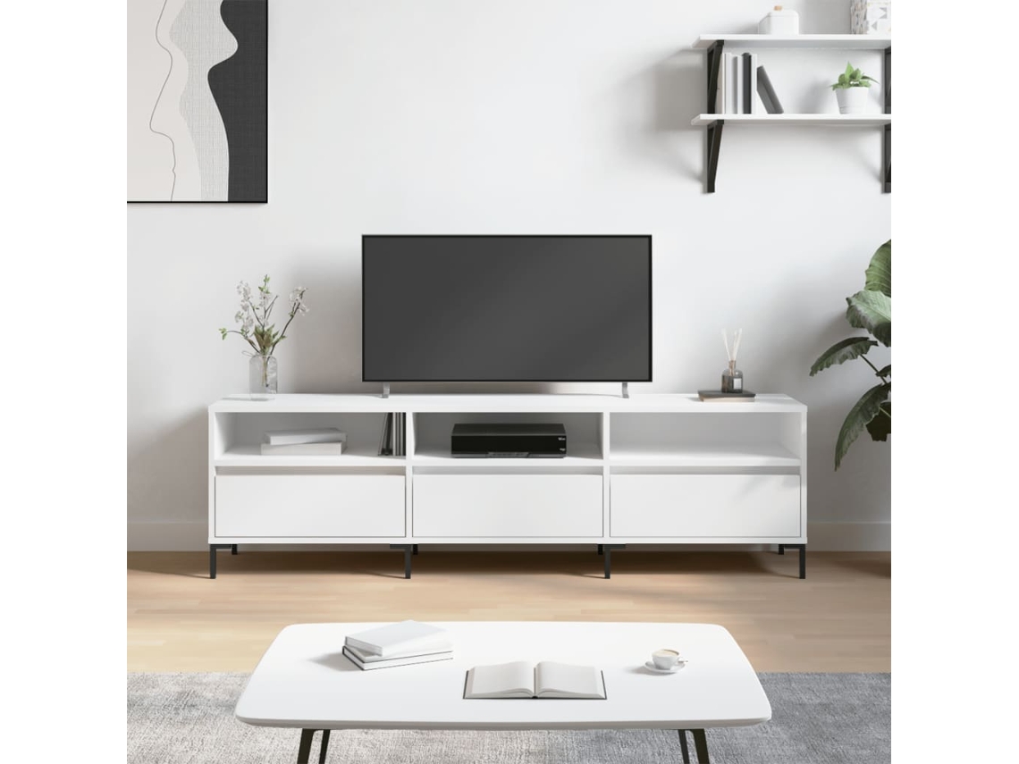 Mueble de TV 150x30x44,5 cm, derivados de madera, blanco, DKD HOME DECOR