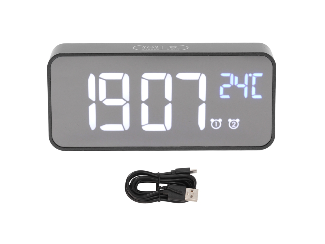 Reloj Despertador Digital Con Espejo Led, Pantalla Grande, Ajuste Inteligente, Función De Repetición Y Memoria.