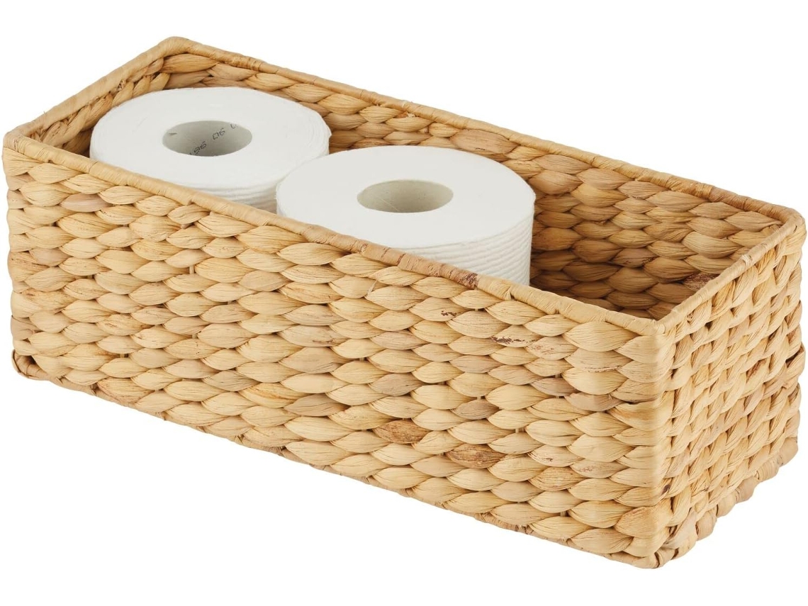 Cesta de mimbre de jacinto de agua natural, ideal para almacenamiento