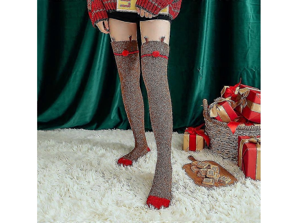 Calcetines suaves de lana coral hasta la rodilla, ideales para el invierno, para niñas y mujeres. Calcetines de rayas con estampados de animales, pelusas y dibujos animados.