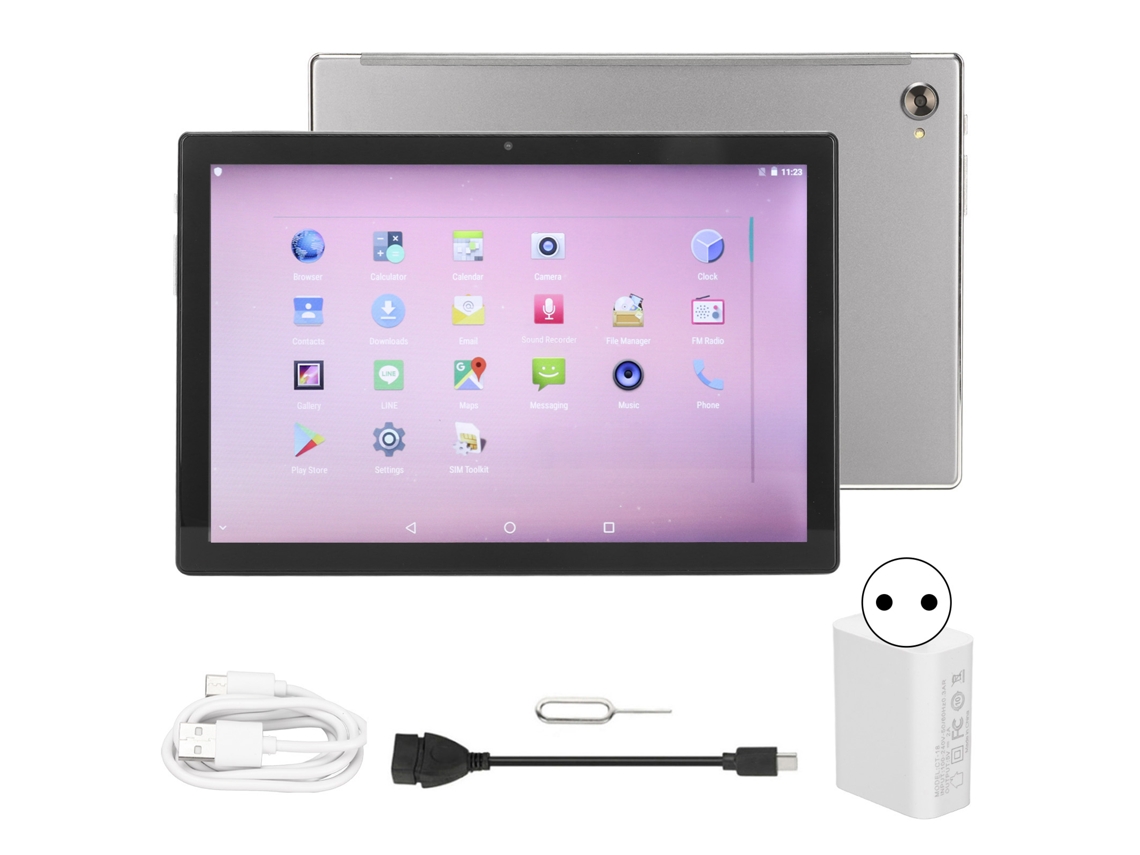 Tableta de 10 pulgadas, CPU de 8 núcleos, 6 GB/256 GB, 6000 mAh, Wi-Fi 2.4G/5G, color gris claro dorado