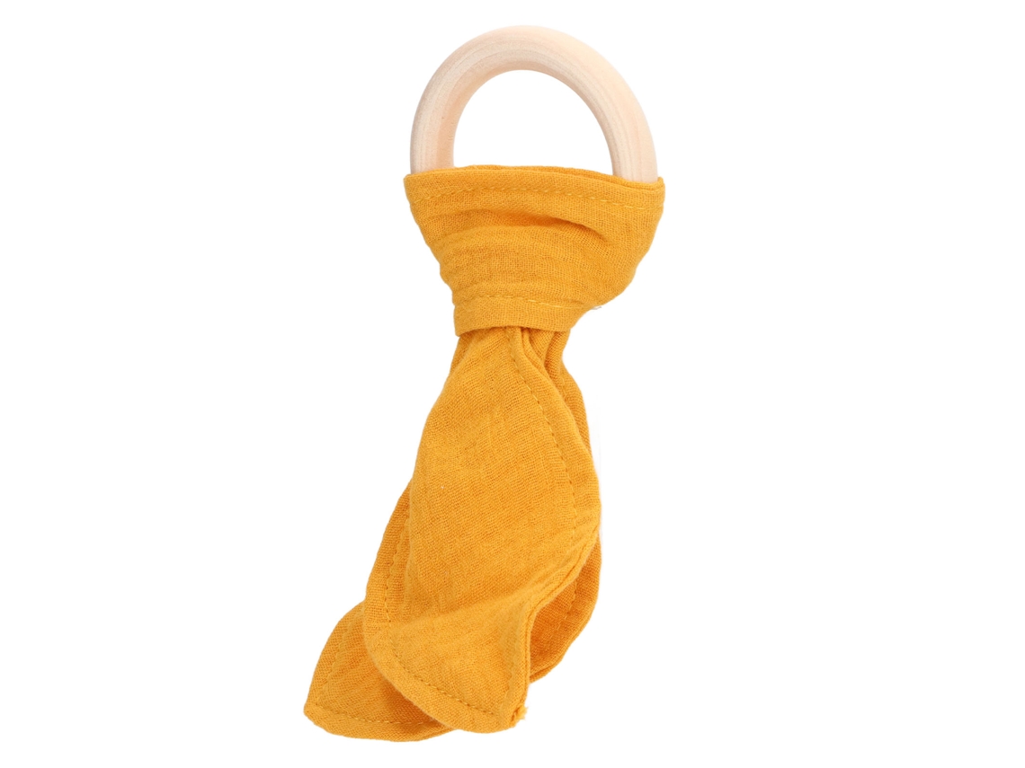 Mordedor De Madera Para Bebés Con Orejas De Conejo, Amarillo, Para El Entrenamiento De Agarre.