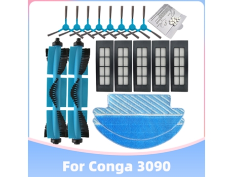 Rodillo de filtro de aire Hepa, cepillo lateral, paño de mopa, piezas de repuesto para Robot aspirador Cecotec Conga 3090, Kits de accesorios