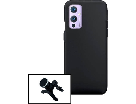 Carcasa + Soporte Magnético Reforzado OnePlus 9 PHONECARE Silicona Líquida Negro