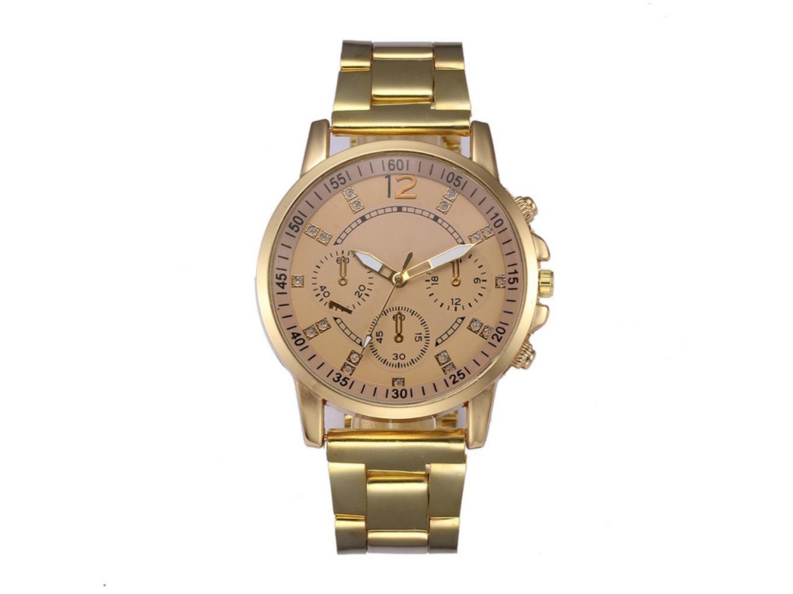 Reloj Analógico De Cuarzo Con Correa De Acero Casual Unisex (oro)