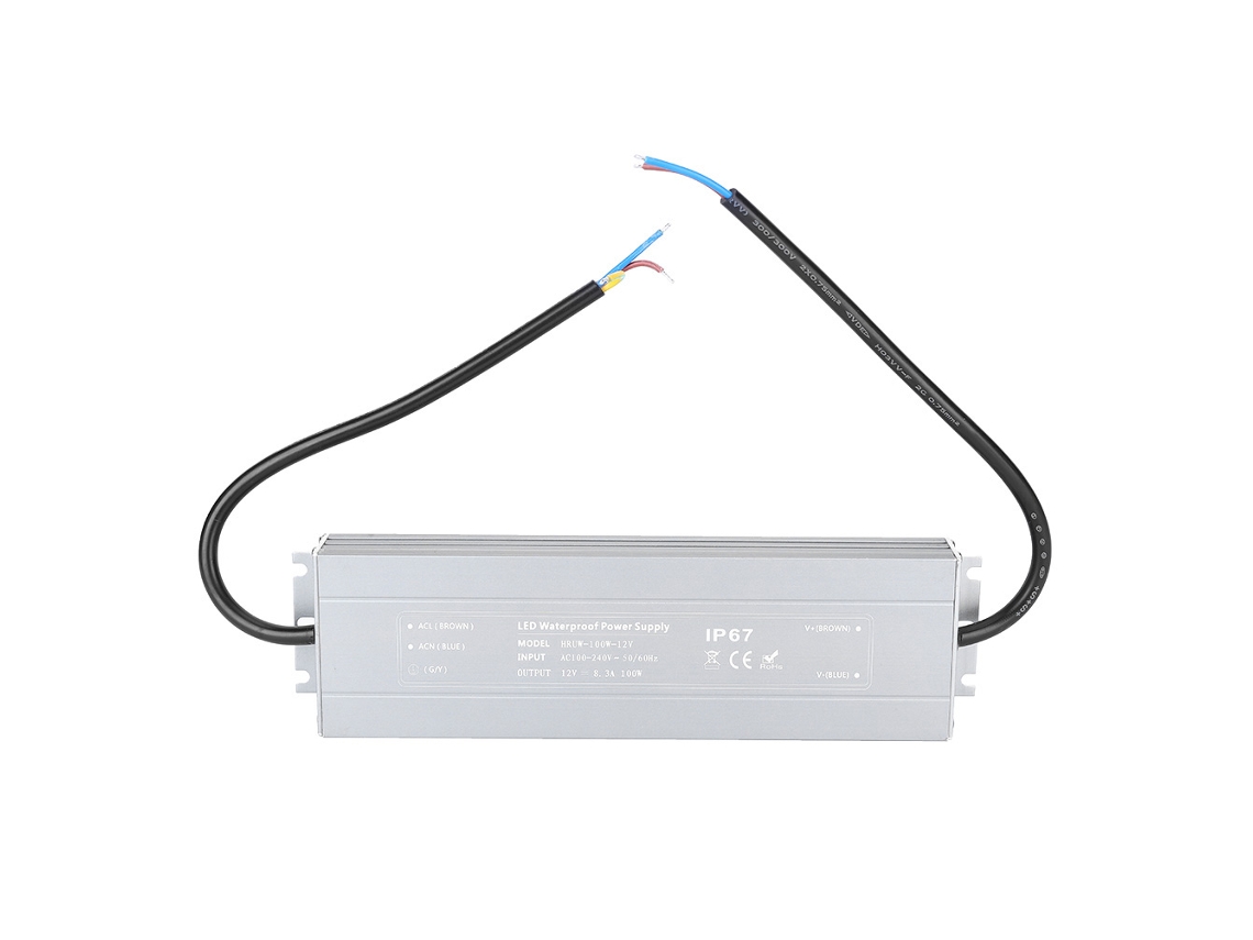Transformador Controlador De Fuente De Alimentación Led Ultradelgado Ip67 Resistente Al Agua Hruw-100w-12v 100-240 Vca