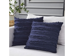 Rebe-fundas De Almohada Azul Marino 16x16 Pulgadas Para Sofá Cama, Set De 2 De Algodón Lino Decorativo