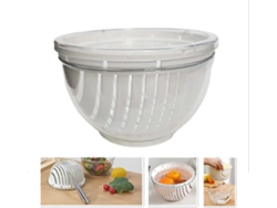 Bol para cortar ensaladas de frutas y verduras, escurridor de cocina multifuncional, doble capa giratoria