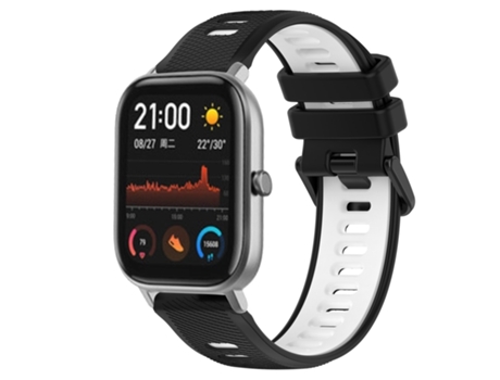 Correa smartwatch para Amazfit GTS 20mm silicona bicolor sport (negro + blanco)