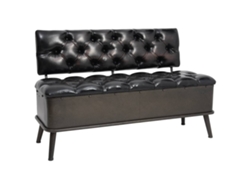 Lovely Home Banco de Ordenación con Respaldo 110 Cm Cuero Artificial Negro