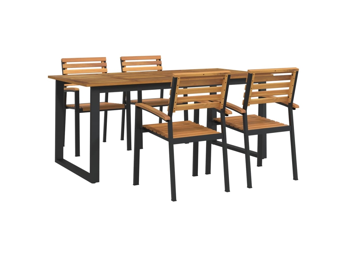 Maison Exclusive - Juego De Comedor De Jardín 5 Pzas Madera Maciza Acacia Y Metal