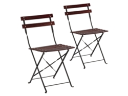 Pack de 2 Sillas Plegables de Jardín Ágata en Madera y Metal Color Negro VS VENTA-STOCK
