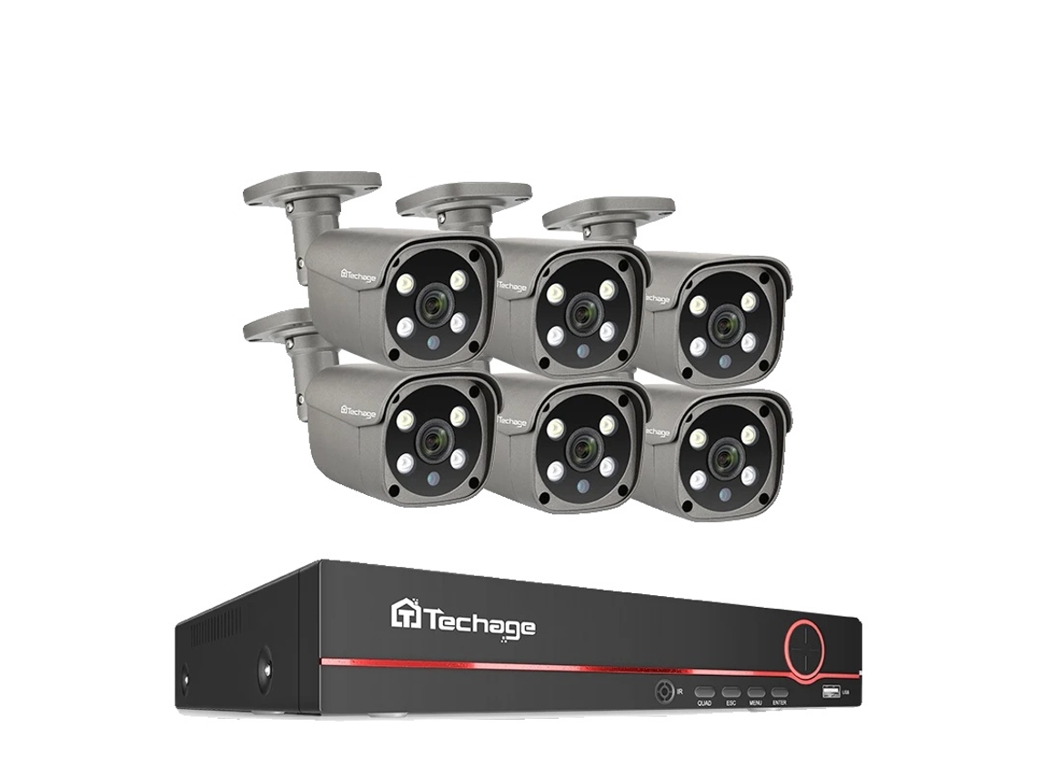 Sistema de cámaras de seguridad CCTV POE, alta definición de 5 MP, acceso remoto, 8 canales, 6 cámaras tipo bala, 1T OEM