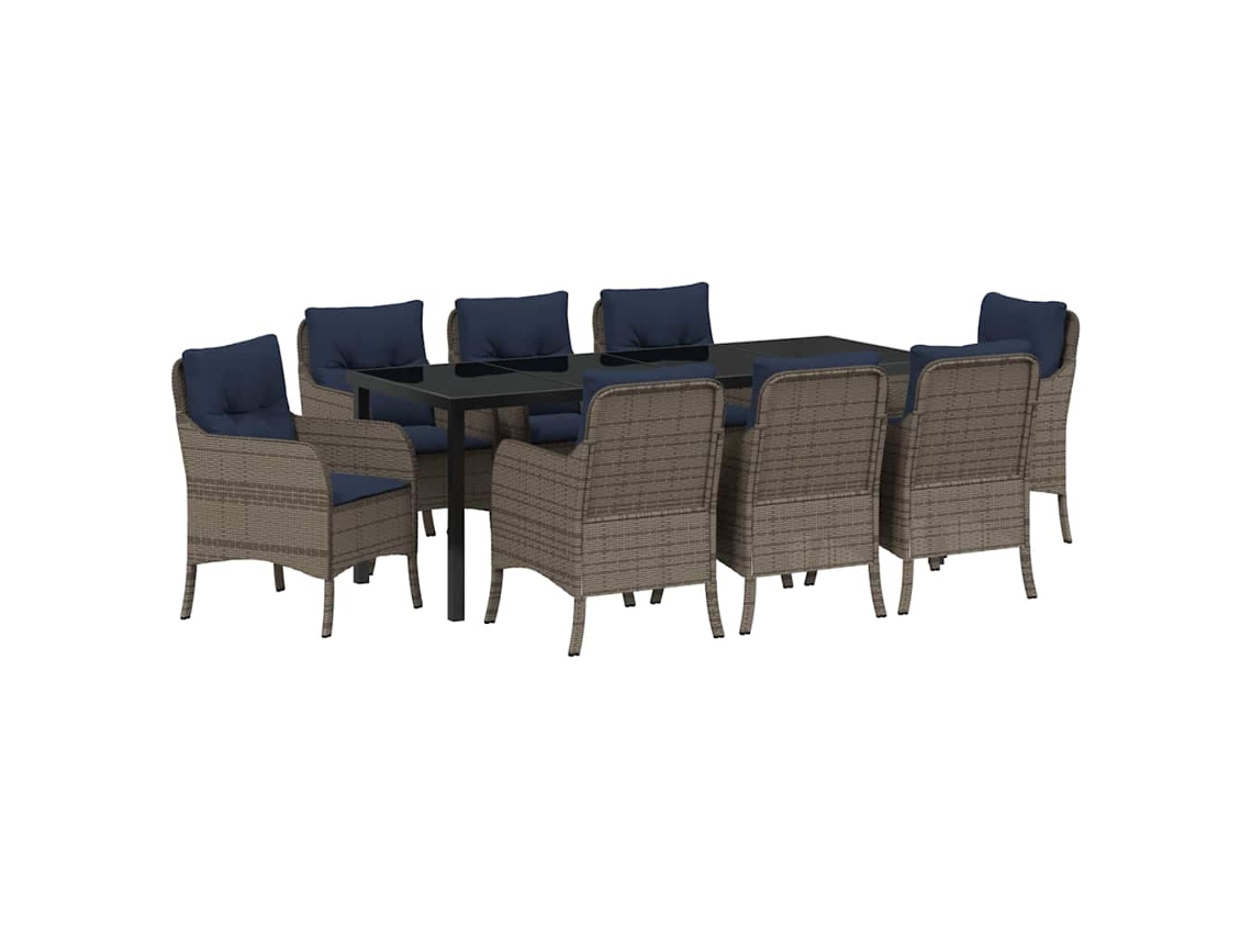 Maison Exclusive - Conjunto De Comedor De Jardín 9 Pcs Gris Ratán Sintético
